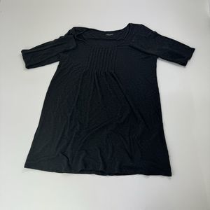 Eileen Fisher Top Womens Large Black Tunic Asymmetrical Hem Casual Stretch